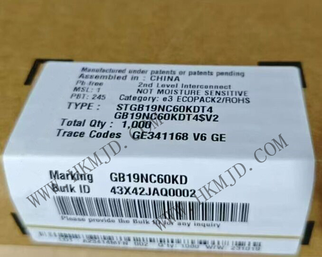 意法半導(dǎo)體功率晶體管_STGB19NC60KDT4_短路保護(hù)IGBT 20 A、600 V