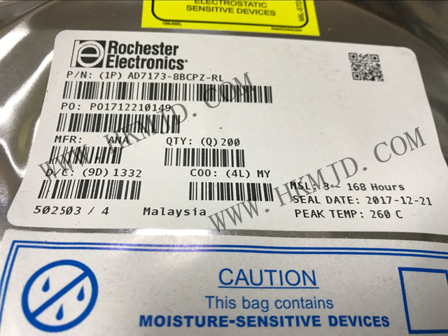 AD7173-8BCPZ：8/16通道、31.25kSPS、24位Σ-Δ型ADC