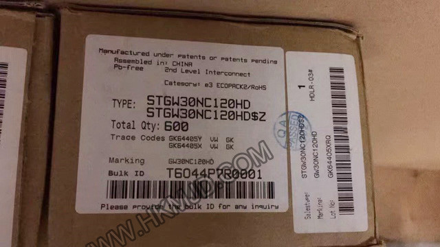 ST TO-247-3 | STGW30NC120HD：N溝道1200 V、30 A超快PowerMESH IGBT