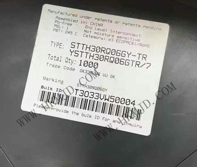 供應(yīng) STTH30RQ06GY 一款汽車級 600V、30A 超快軟恢復(fù)二極管