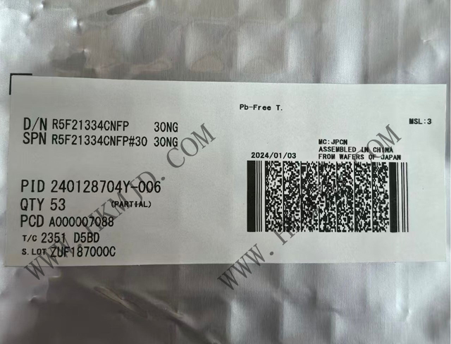 瑞薩電子【MCU芯片】R5F21334CNFP 16位微控制器，采用R8C CPU內(nèi)核